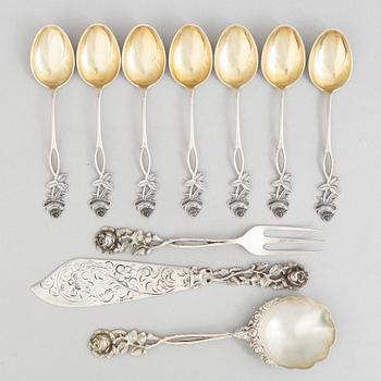 34 pieces of silver cutlery, 1960s-70s.