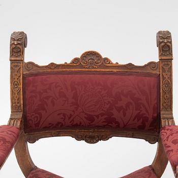 A pair of Renaissance-revival hip-joint 'Dantesca' chairs, late 19th century.