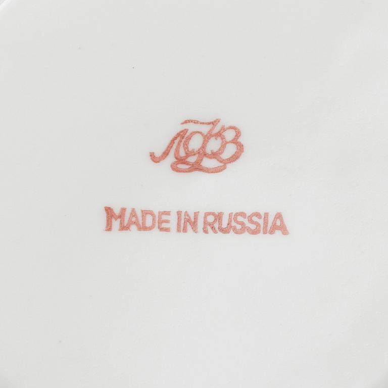 A Russian porcelain tea service, Lomonosov, late 20th century.
