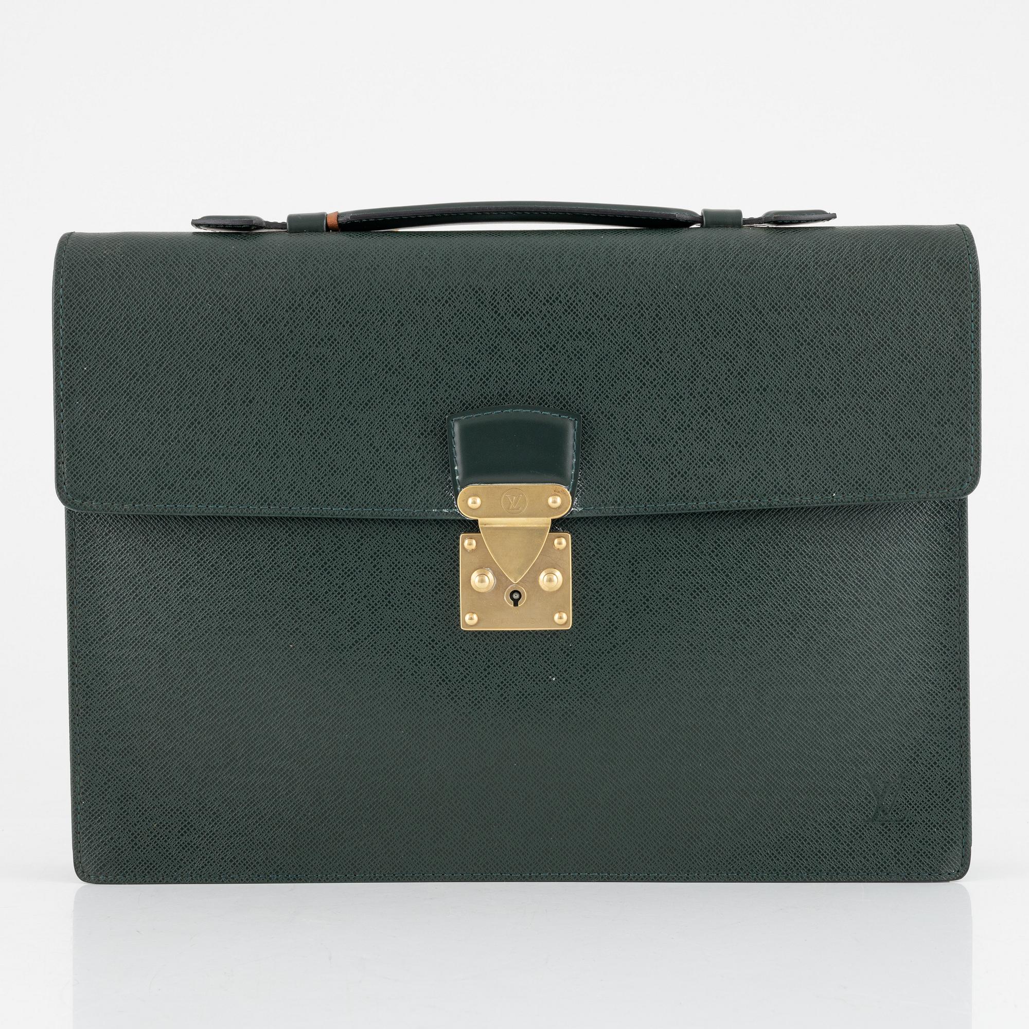 Louis Vuitton, a green Taiga 'Kourad' briefcase, 1997.