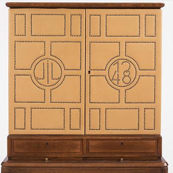 Otto Schulz, a Swedish Modern oak and faux leather bar cabinet, Boet, Gothenburg, 1948.