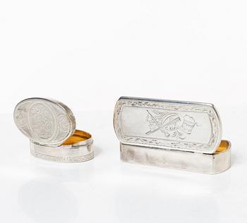 Dosor, 2 st, silver, Sverige 1786 och 1826.