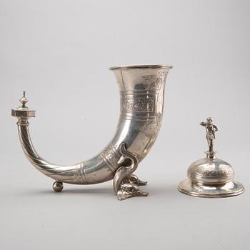 A Danish silver drinking horn 1901, total weight ca 920 gr.