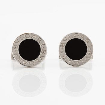 Bulgari, cufflinks, silver with onyx.