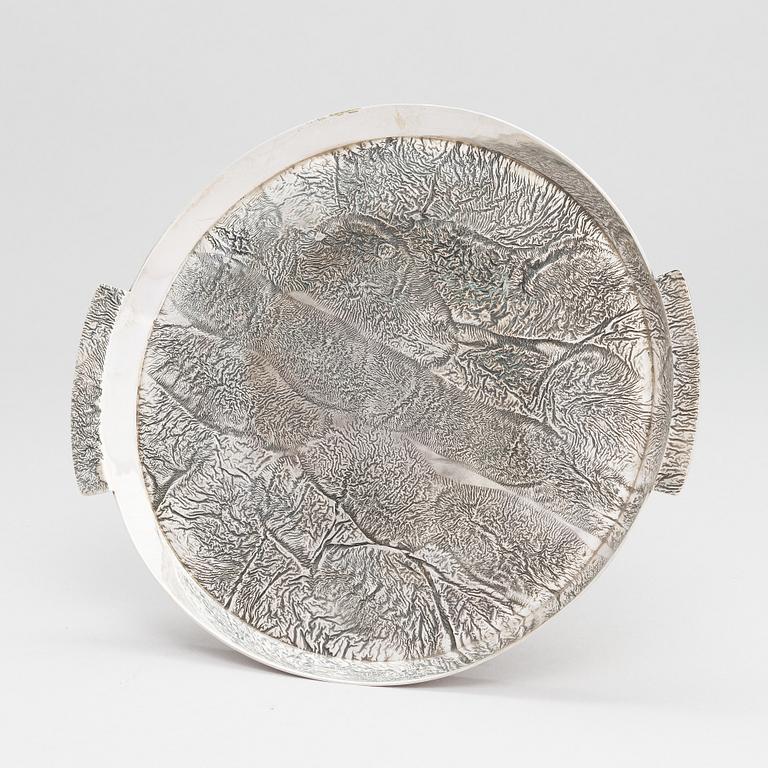 Pekka Turtiainen, a silver tray, samorodok technique, A. Sirtamo, Helsinki 1974.