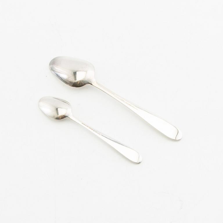 Spoons, 12 + 12, "Theresia", silver, MEMA, Lidköping, 1970s-1980s.