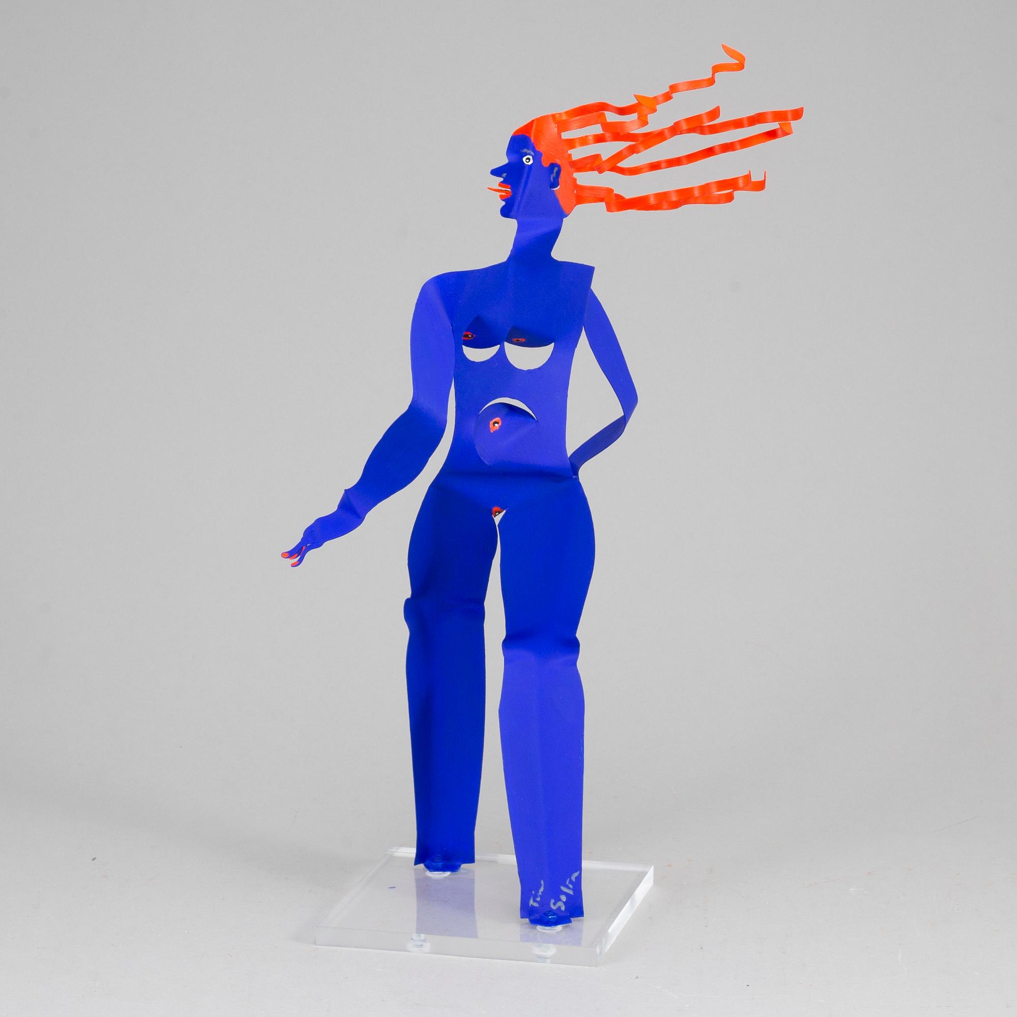 TIMO SOLIN, skulptur, målad metall, signerad.