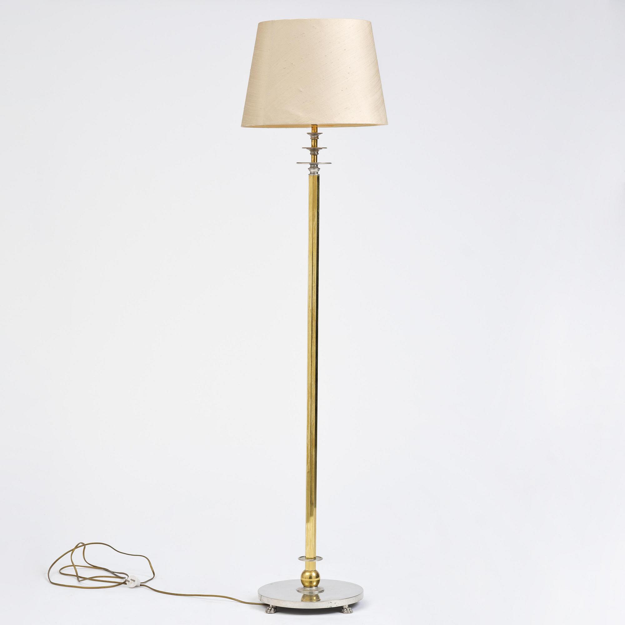 Nils Fougstedt, & Anna Petrus, a pewter and brass floor lamp model A 763, Firma Svenskt Tenn, Stockholm, 1930.