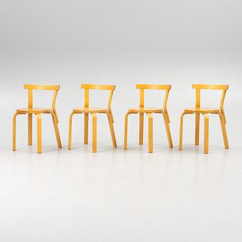 Alvar Aalto, chairs, "68", set of 4, Artek, Finland.