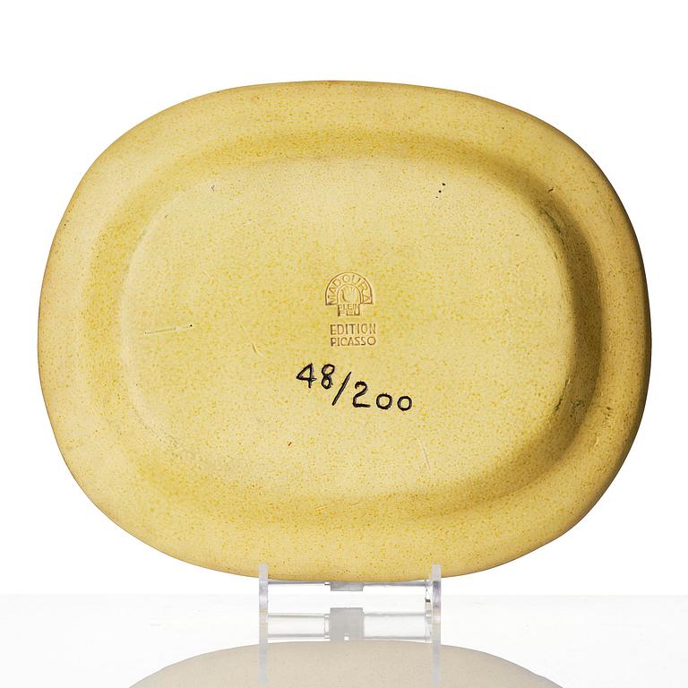 Pablo Picasso, a "Trois Sardines" (A.R. 34), faience dish, Madoura, Vallauris, France, post 1948.