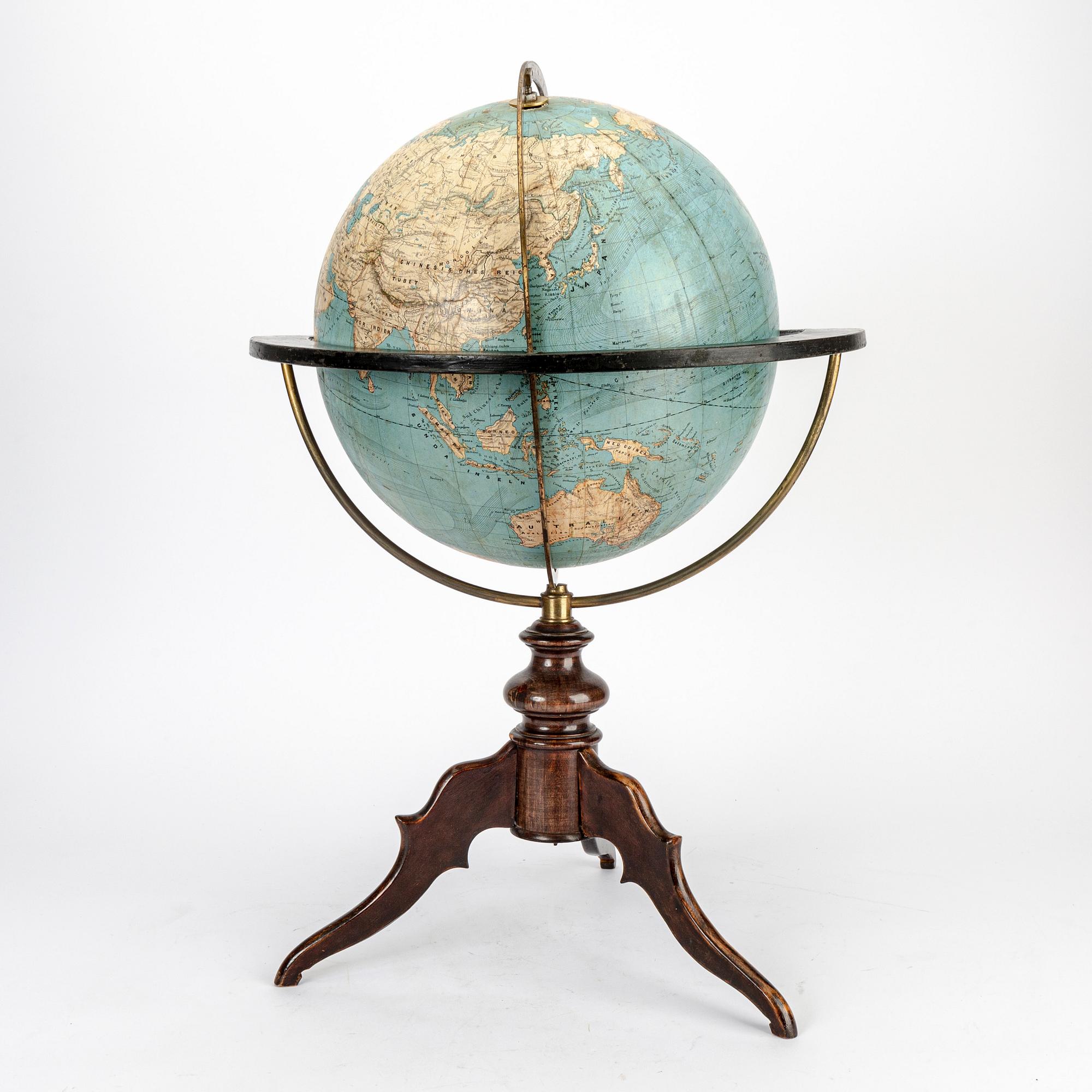 Jordglob "Erdkugel" Ernst Schotte Tyskland omkring 1900.