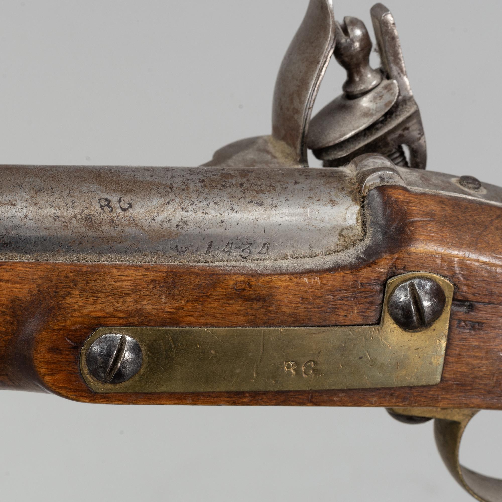 A Swedish flintlock gun, 1815 pattern.