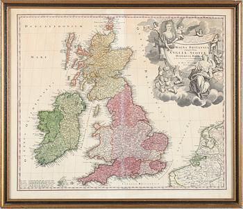 KOPPARSTICK, karta, kolorerad, Io Bapt Homann, Norimberg, 1700-talets första hälft.