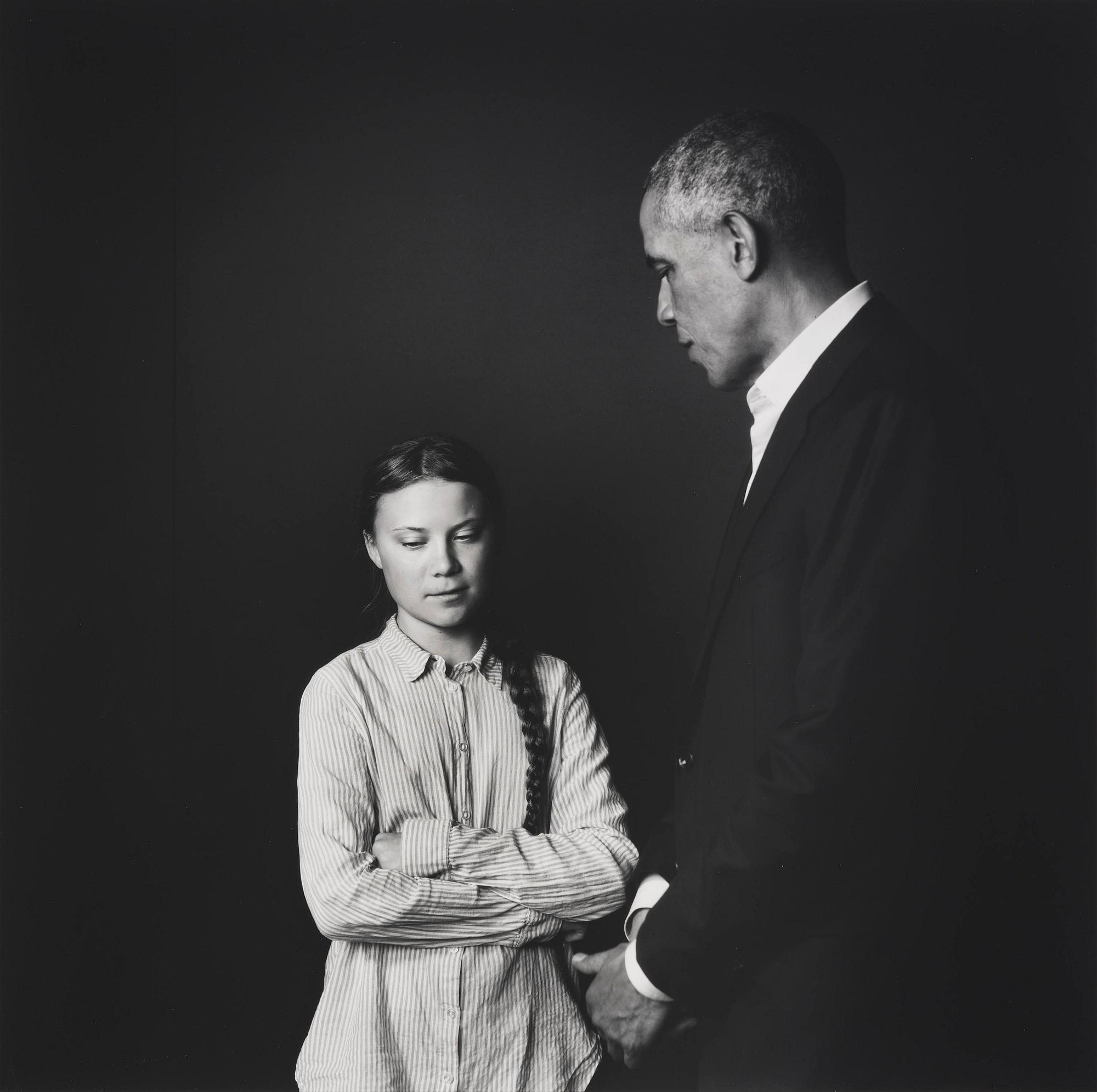 Max Modén, "Greta Thunberg and Barack Obama at the Grand Hotel", 2019.