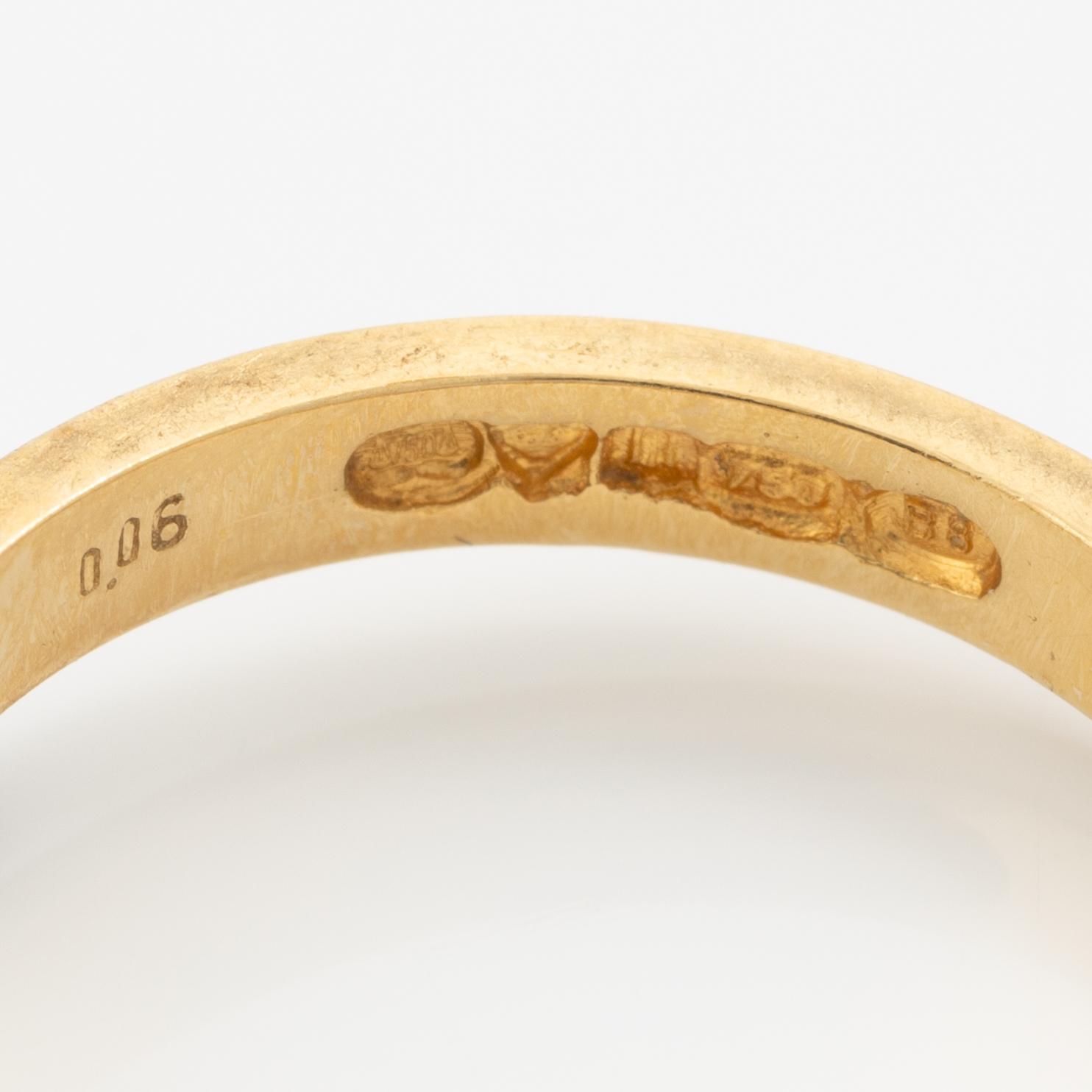 Lapponia, ring 18K gold set with brilliant-cut diamonds, Finland 1979.