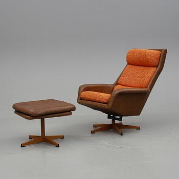 FÅTÖLJ med FOTPALL, 1960-tal.