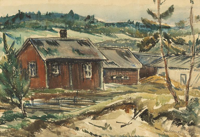 Tyko Sallinen, watercolour, signed.