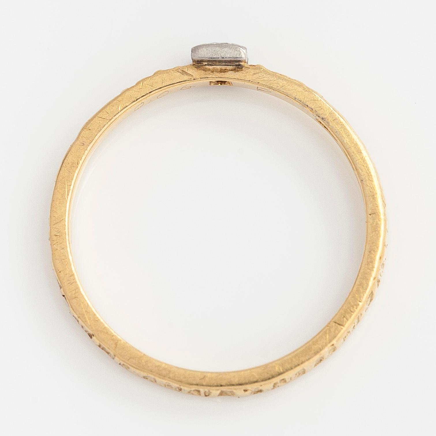 Björn Weckström, an 18K gold ring and diamond, Lapponia 1966.