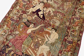 Matta, antik figural Kirman, södra Persien, ca 216 x 132 cm.