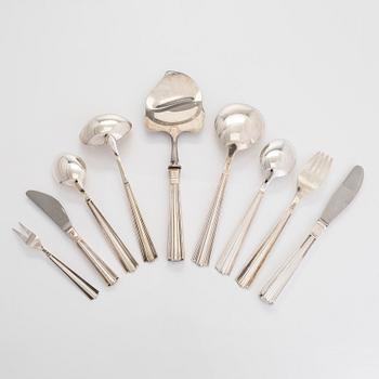 Holger Rasmussen, A 46-piece set of 'Margit' silver (.916) cutlery, Hopeatehdas, Helsinki 1956-68.