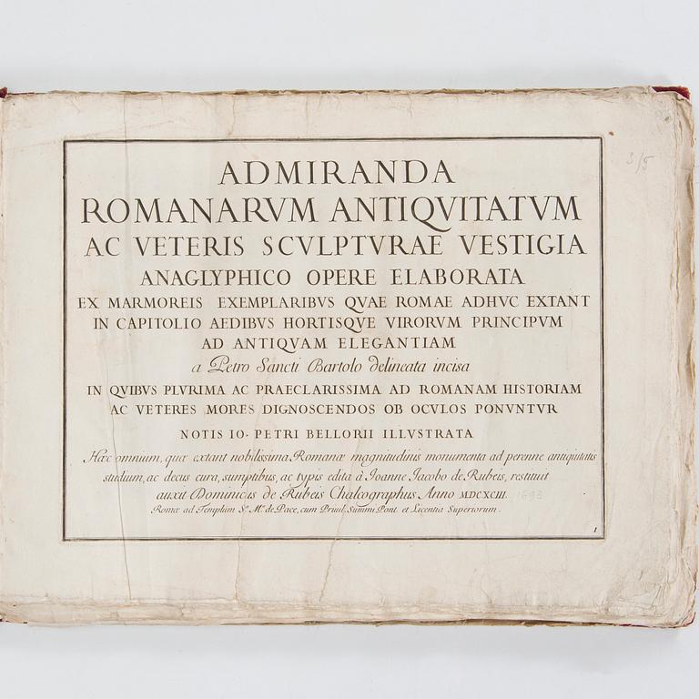 A book with classical Roman illustrations by Giovanni Pietro Bellori, etchings, dated 1693.