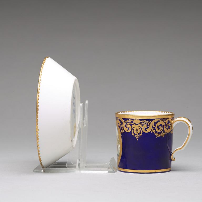 A 'Sèvres' cup and saucer, 18th Century.