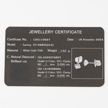 Earrings 18K white gold with brilliant-cut diamonds.