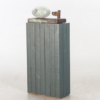 Bertil Vallien, skulptur, vilande huvud, "Resting head", Kosta Boda, unik.