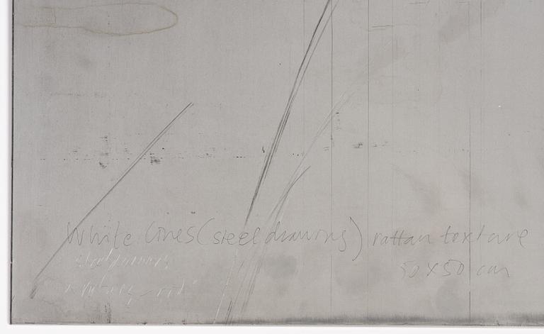 Sophie Tottie, "White Lines (steel drawing) rattan texture".