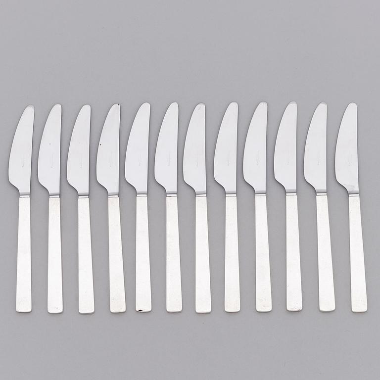 BERTEL GARDBERG, a 108-piece set of "Birgitta" silver cutlery, marked BG, Hopeatehdas oy, Helsinki 1956-61.