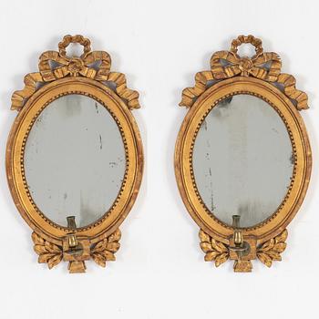 A pair of Gustavian style mirror sconces, 19th Century.