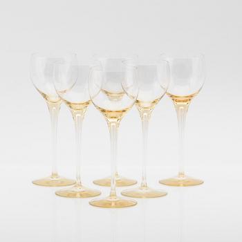 Nils Landberg, wine glasses "Gazelle" 6 pcs, Orrefors 1950s.
