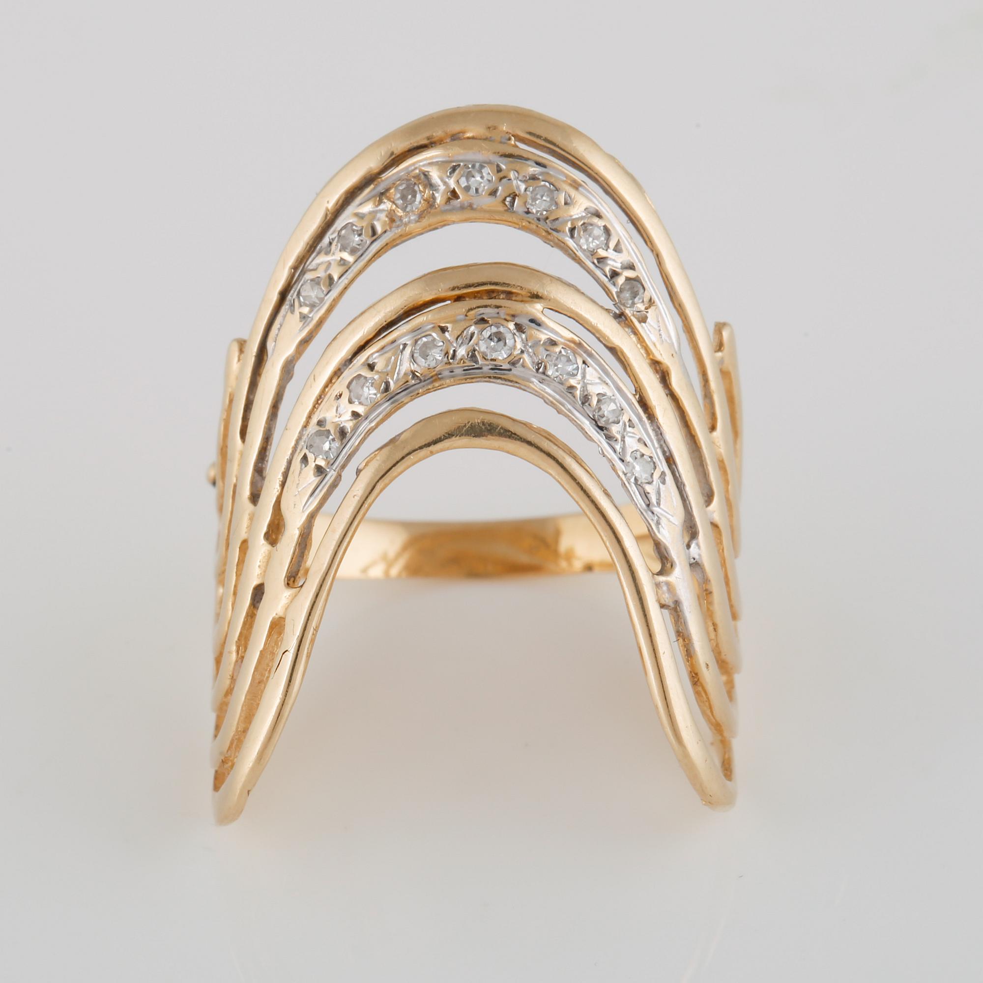 RING, 14K guld med åttkantslipade diamanter. Vikt 3,6 gram.