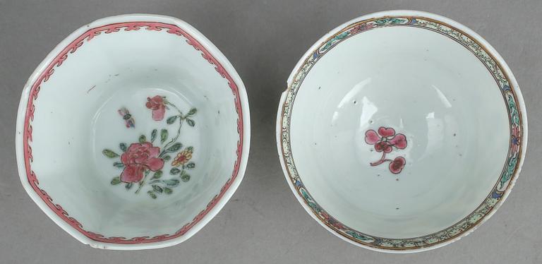 KOPPAR MED FAT, 2+2 st, porslin, Kina, 1700-tal.