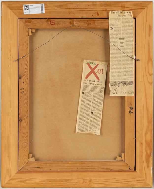 Sven X:et Erixson, mixed media on paper laid down on panel, signed and dated -56.
