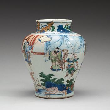 A Transitional Wucai vase, 17th Century.