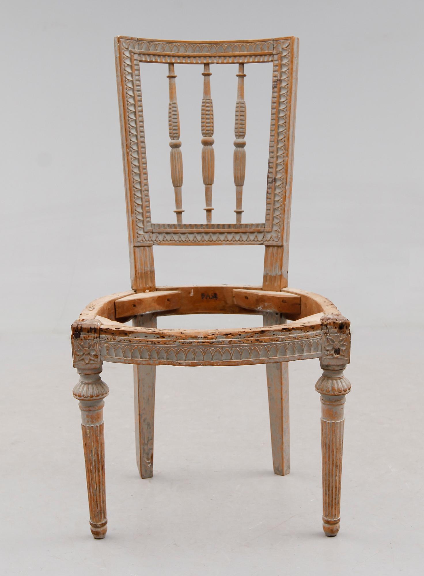 STOL, gustaviansk, 1700-talets slut, signerad PASL, Pehr Andersson, Lindome.