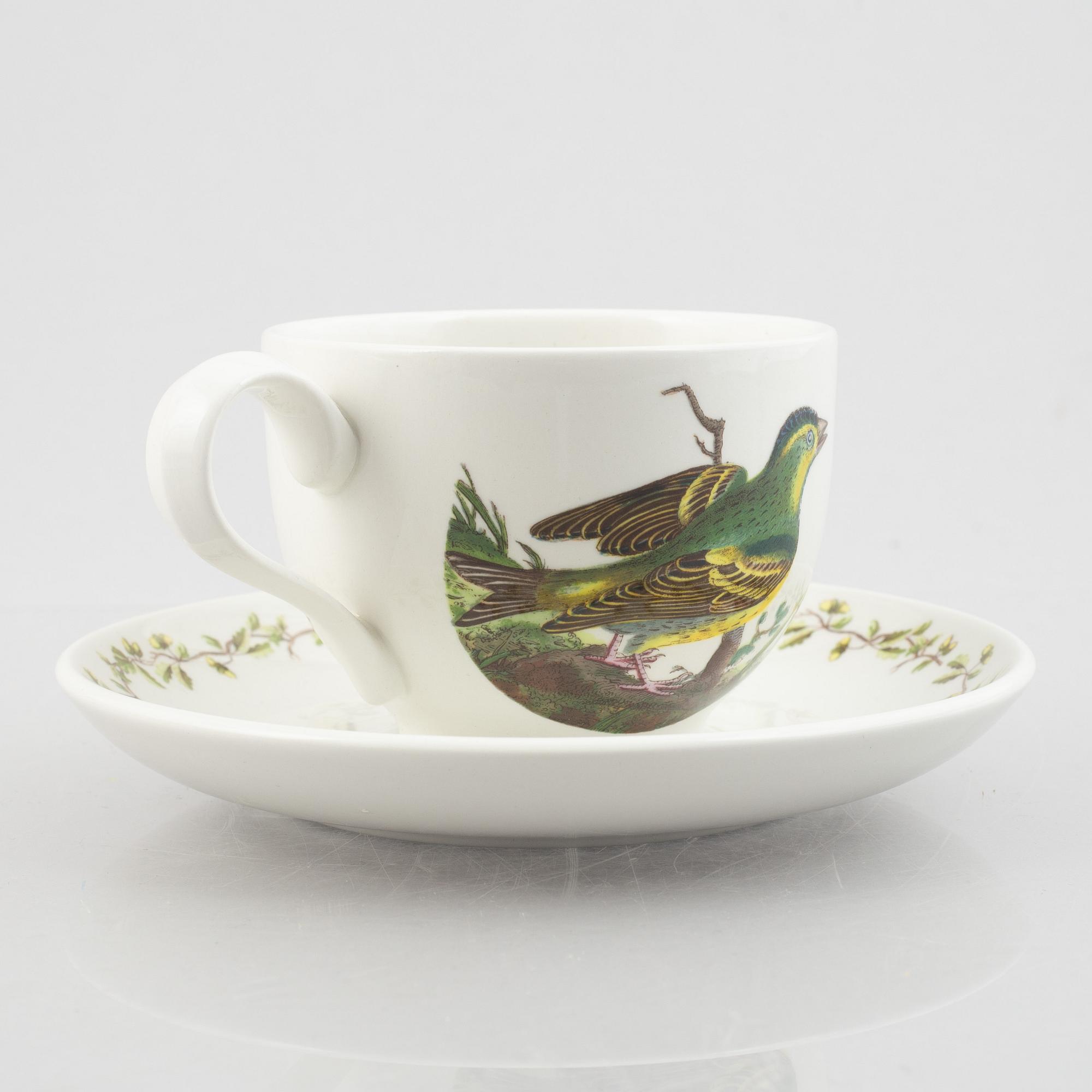 A 55-pieces dinner and coffee porcelain service, 'Birds of Britain', Portmeirion, England.