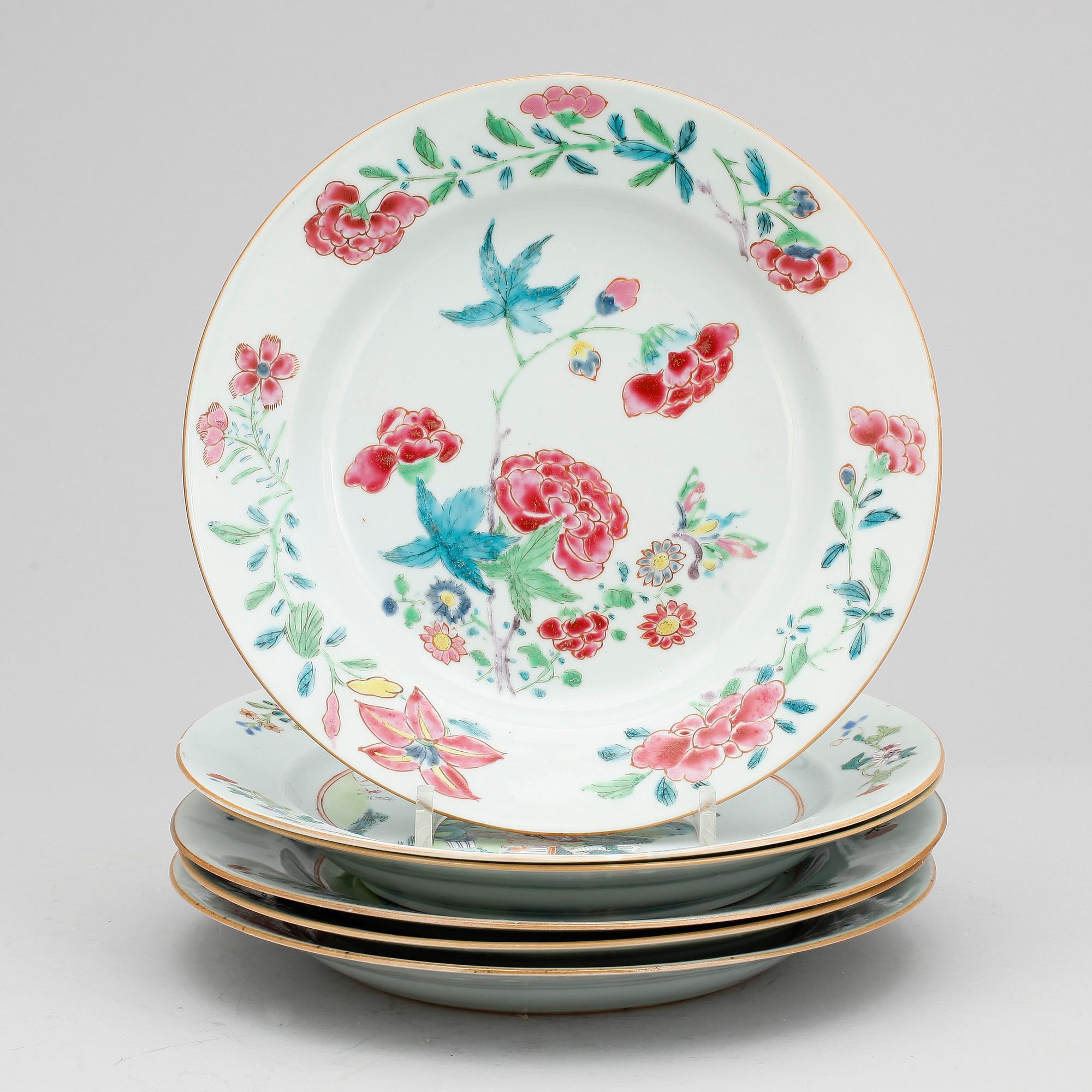 TALLRIKAR, 4+2 st, porslin, Qianlong, Kina 1700-tal.