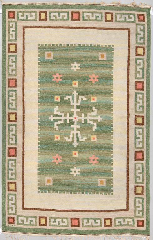 A CARPET, flat weave, ca 262,5 x 177 cm, signed CD (Carl Dangel).