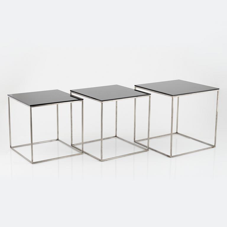 Poul Kjaerholm, a three-piece 'PK-71' nesting table, Fritz Hansen, Denmark, 2016.