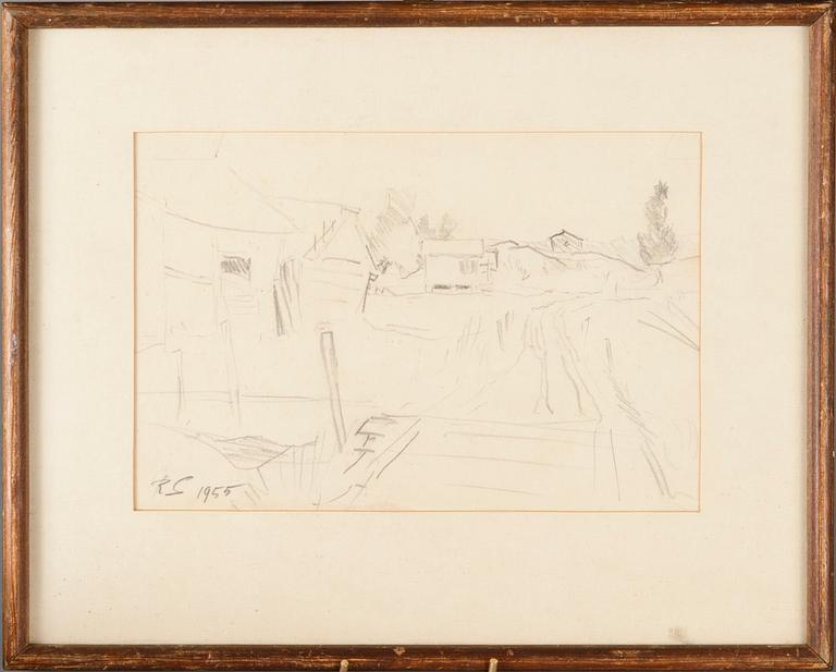 REIDAR SÄRESTÖNIEMI, blyertsteckning, signerad RS och daterad 1955.