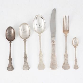 Magnus Aase, mostly, a 53-piece silver flat ware set, Bergen, Norway.