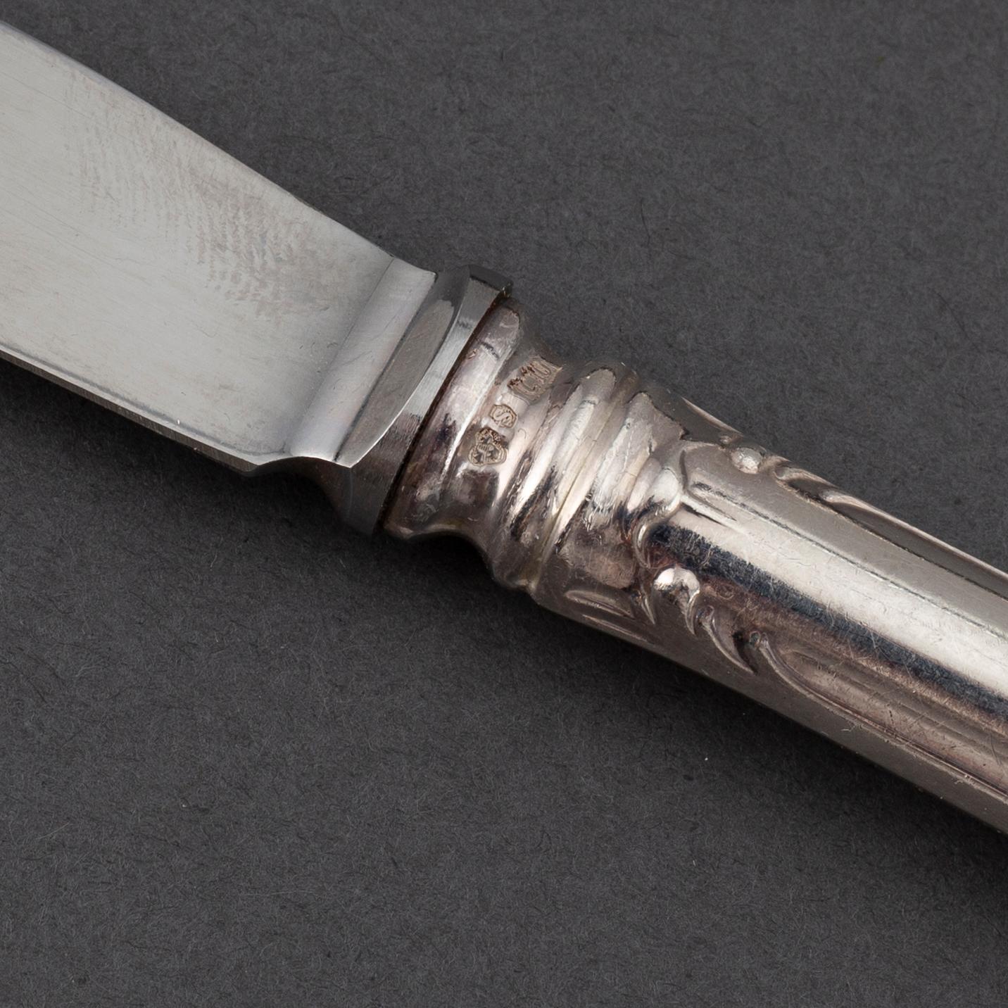 A set of flatware, twelve  silver knives, mark of GAB, Stockholm, 1970s.