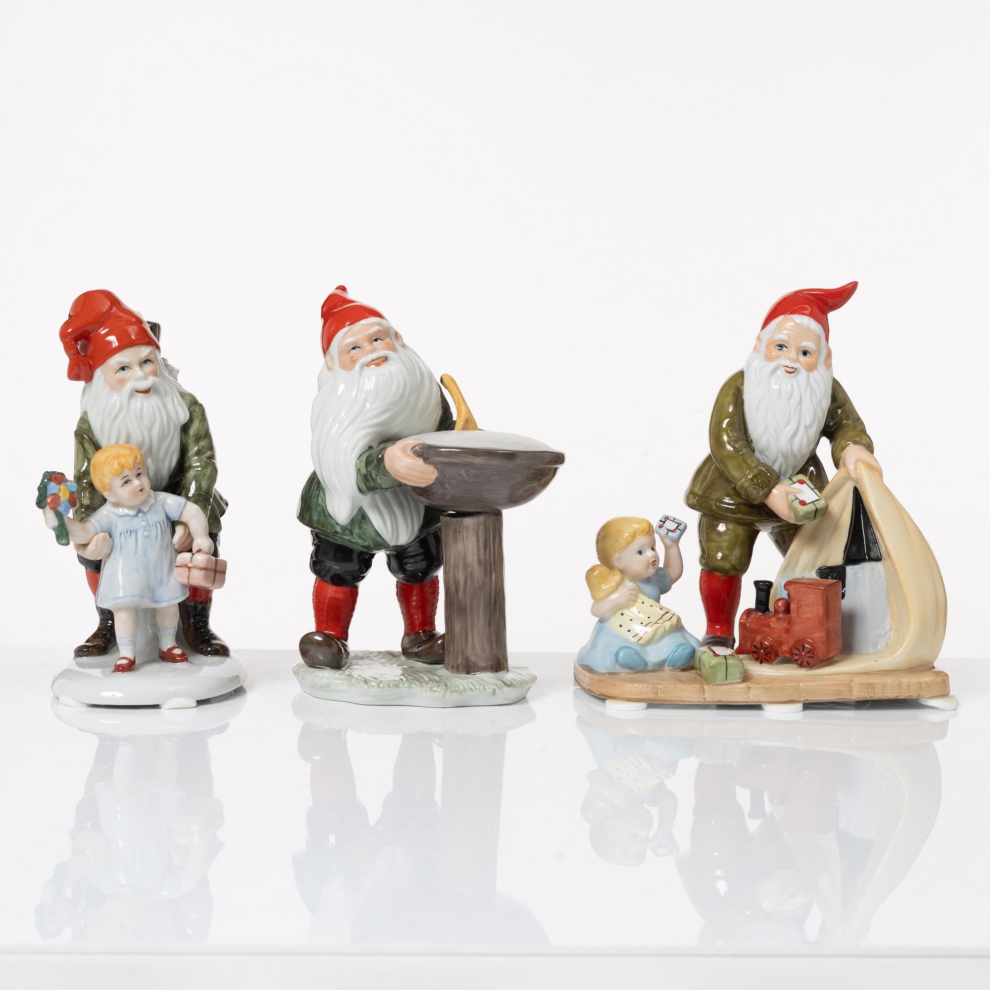 Jenny Nyström, after, gnome figurines, 6 pcs, porcelain, Kalmar Läns Museum.
