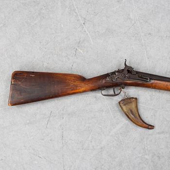 A Swedish percussion rifle, 19th Century.