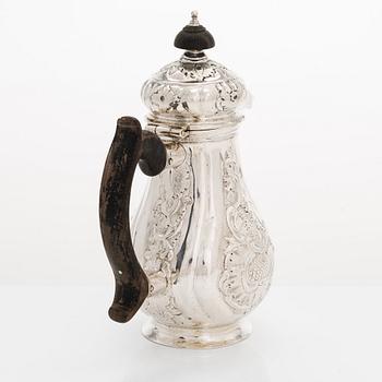 A Russian Rococo style silver coffee pot, Moscow ca. 1759-1784.