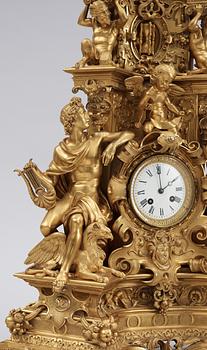 A French 19th century gilt bronze mantel clock.