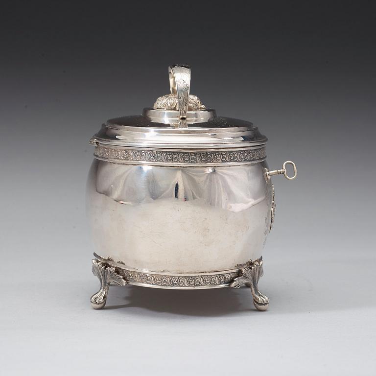 A Swedish 19th century silver sugar-casket, marks of Henrik Christoffer Klint d y, Stockholm 1817.
