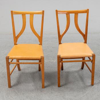 JOSEF FRANK, two dining chairs, model 2027, Svenskt Tenn, Sweden.